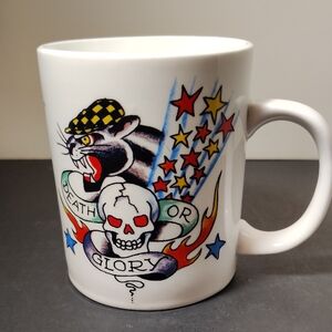 Ed Hardy White Mug with Colorful Tattoo Design